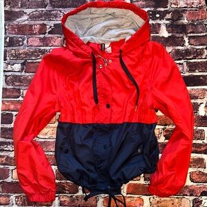 Red and Navy Hooded Windbreaker size small